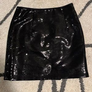 NWT black sequin mini skirt with side zip